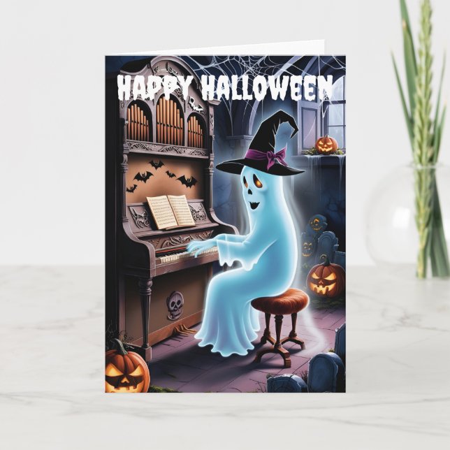 spöke som spelar orgel helgkort (Framsida)