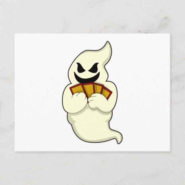 Spöke vid poker med pokerkort vykort (Framsida)