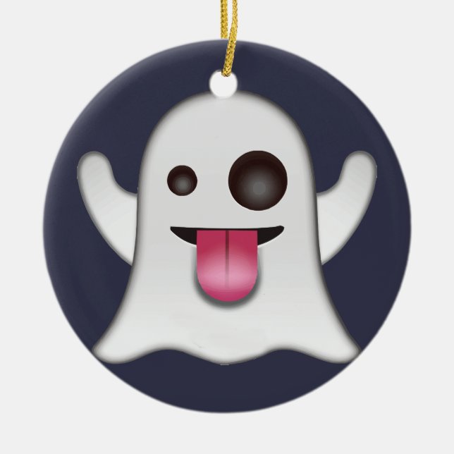 Spökeemoji Julgransprydnad Keramik (Framsidan)