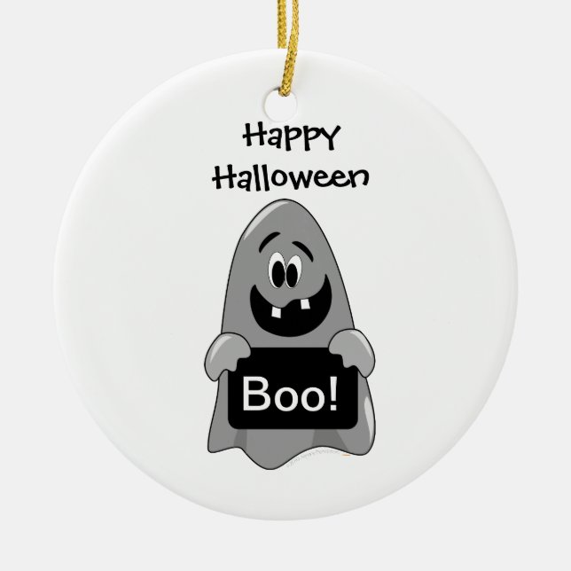 SpökeHalloween för gullig tecknad fånig design Julgransprydnad Keramik (Framsidan)