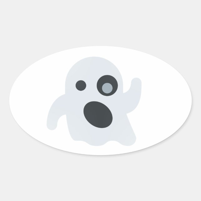 spökemoji ovalt klistermärke (Framsida)
