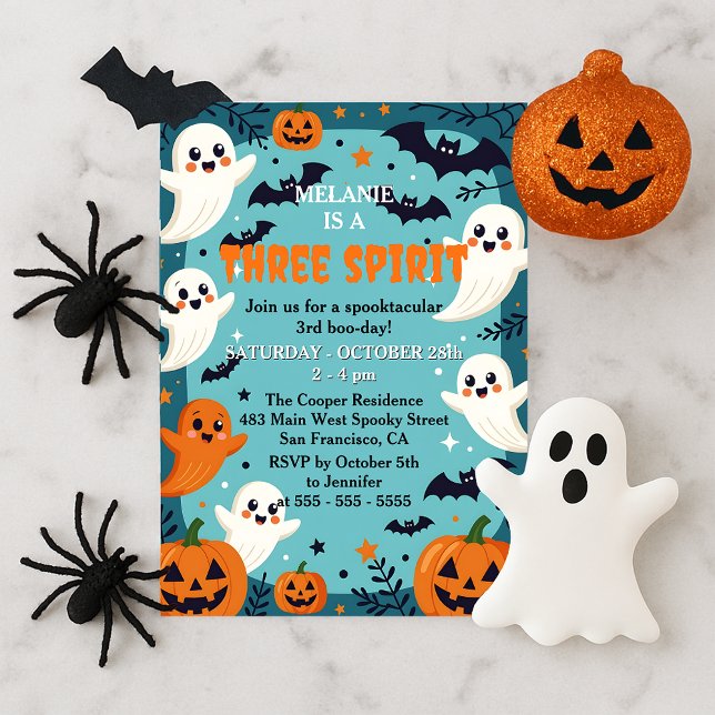 Spöken 3 Spirit Boo Day Halloween Birthday Inbjudningar (Skapare uppladdad)