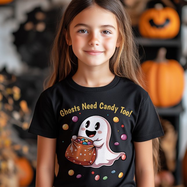 Spöken behöver också godis! Halloween Boy Girl T Shirt (Ghosts Need Candy Too! Halloween Boy Girl T-Shirt)