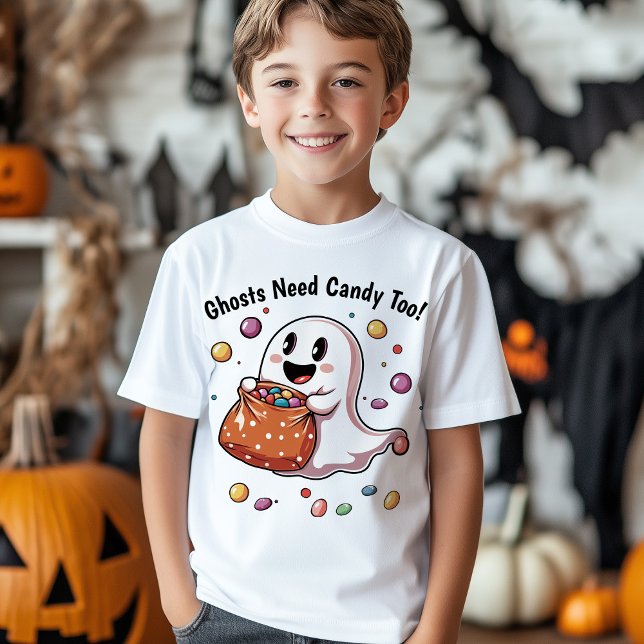 Spöken behöver också godis! Kids Halloween T Shirt (Ghosts Need Candy Too! Halloween T-Shirt)