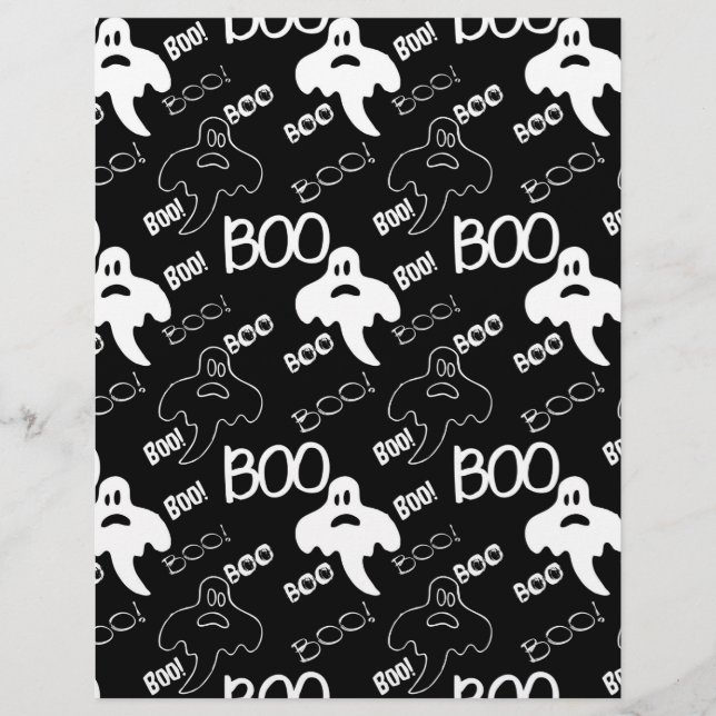 Spöken Black & White Halloween mönstrad Papper (Framsida)