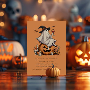 Spöken dricker vin sprit kompis Halloween-fest Inbjudningar