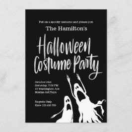 Spöken Ghouls Black White Halloween Costume Party Inbjudningar