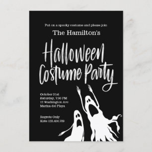 Spöken Ghouls Black White Halloween Costume Party Inbjudningar