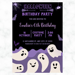 Spöken Girl Halloween Birthday any Year Lila Inbjudningar