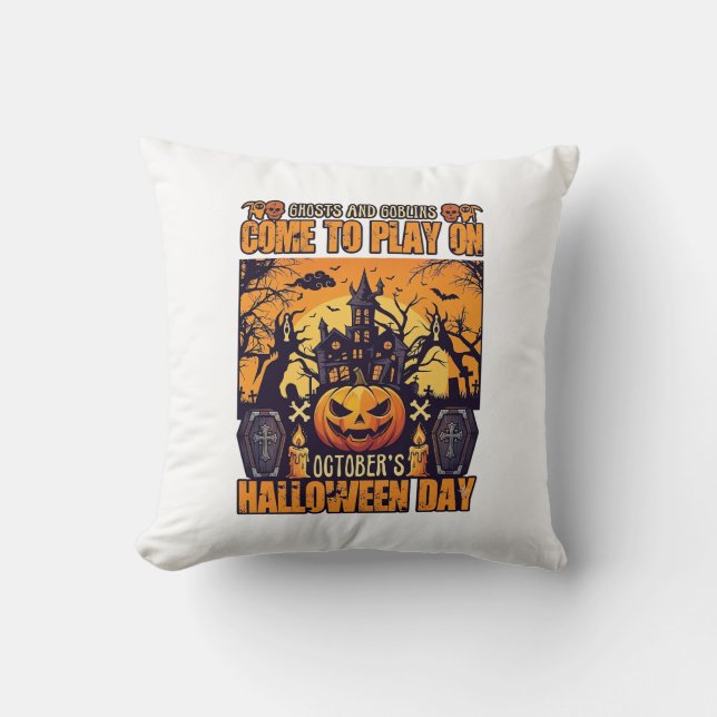 Spöken Goblins Halloween Kom Lek Oktober Spöklik Kudde (Framsida)