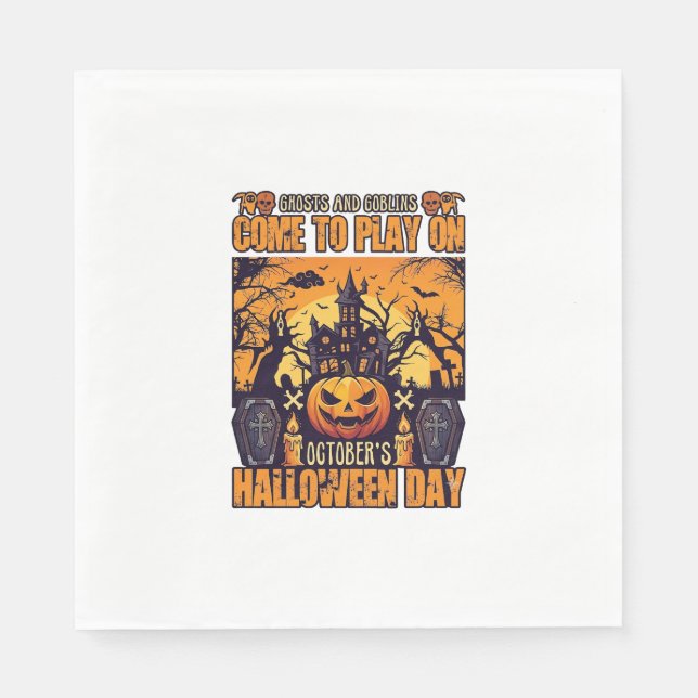 Spöken Goblins Halloween Kom Spela Oktober Spöktom Pappersservett (Framsidan)
