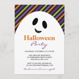 Spöken görar randig halloween festinbjudningar inbjudningar