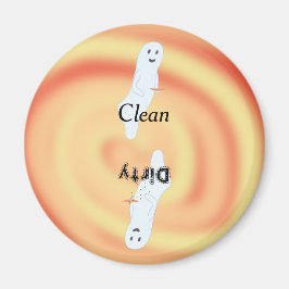 Spöken gult orange snurra smutsad diskmaskin magnet