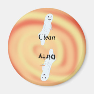 Spöken gult orange snurra smutsad diskmaskin magnet
