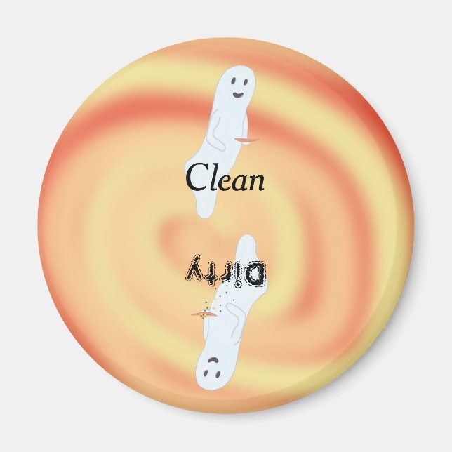 Spöken gult orange snurra smutsad diskmaskin magnet (Framsidan)