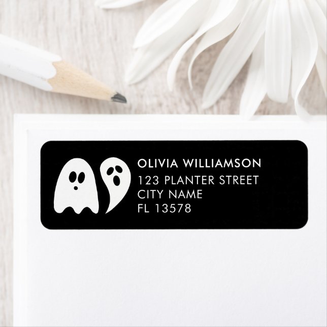 Spöken Halloween Returadress Etikett (Insitu)