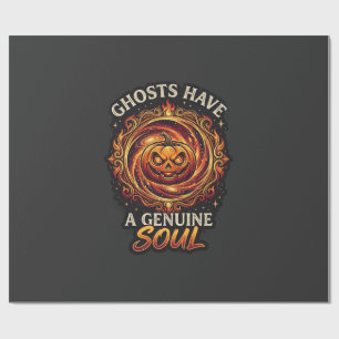Spöken Har Äkta Själ Halloween Pumpa Eld Virvel Presentpapper
