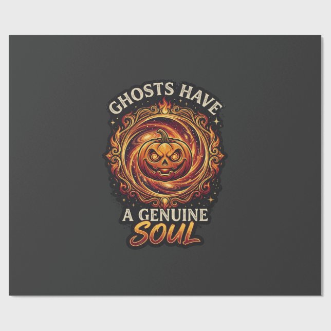 Spöken Har Äkta Själ Halloween Pumpa Eld Virvel Presentpapper (Platt)