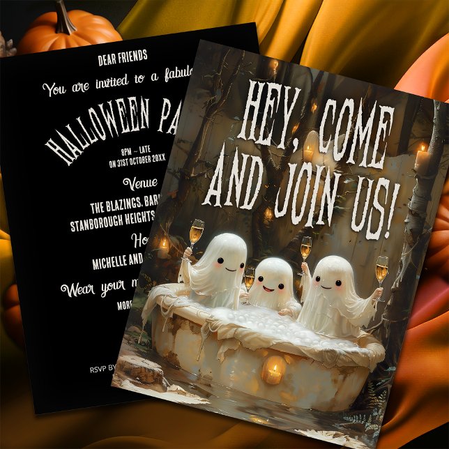 Spöken Jacuzzi Budget Vuxen Halloween-inbjudan Vykort (Skapare uppladdad)