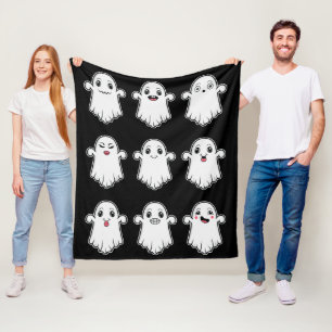 Spöken med olika ansiktsuttryck Halloween Fleecefilt