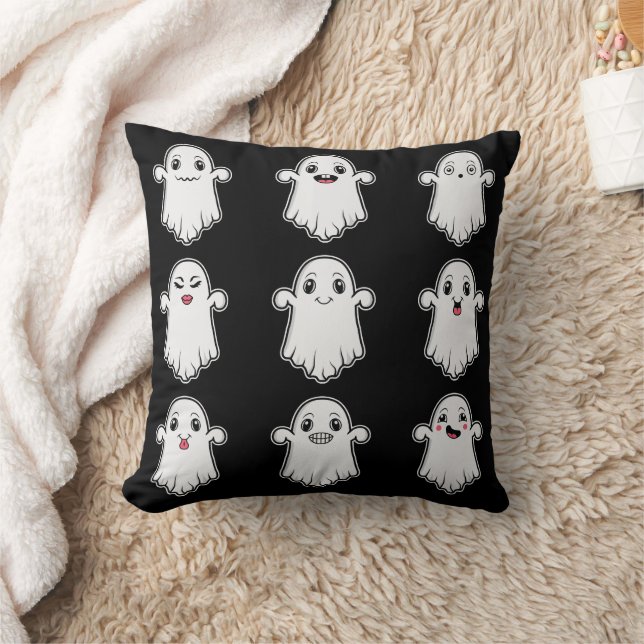 Spöken med olika ansiktsuttryck Halloween Kudde (Filt)