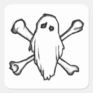 SPÖKEN N BONES FYRKANTIGT KLISTERMÄRKE