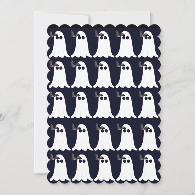 Spöken och fladdermöss Halloween-kort Julkort (Framsida)