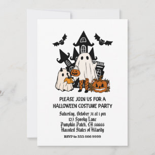 Spöken och Fladdermus Kids Halloween Costume Party Inbjudningar