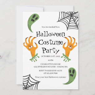 Spöken och Monster Händer Halloween Costume Party Inbjudningar