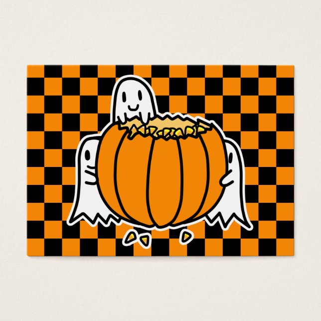 Spöken och pumpaHalloween kort (Framsidan)
