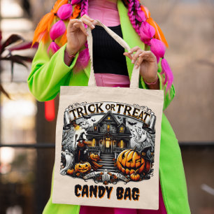 Spöken och pumpor på Halloween-natten Tygkasse
