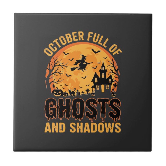 Spöken och skuggor Halloween Moon Design Kakelplatta (Framsidan)