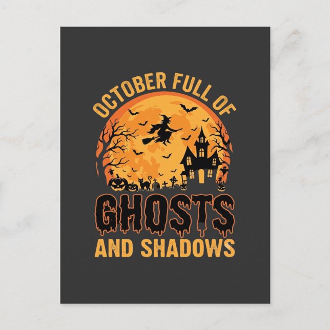 Spöken och skuggor Halloween Moon Design Vykort (Framsida)