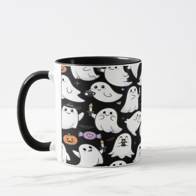 Spöken överallt där Spooky Roligt Halloween Mugg (Vänster)