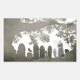 Spöken på Graveyard Rektangulärt Klistermärke