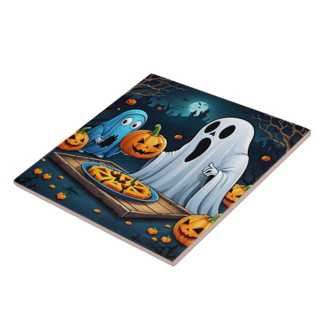 Spöken-pumpa på Halloween Kakelplatta (Sidan)