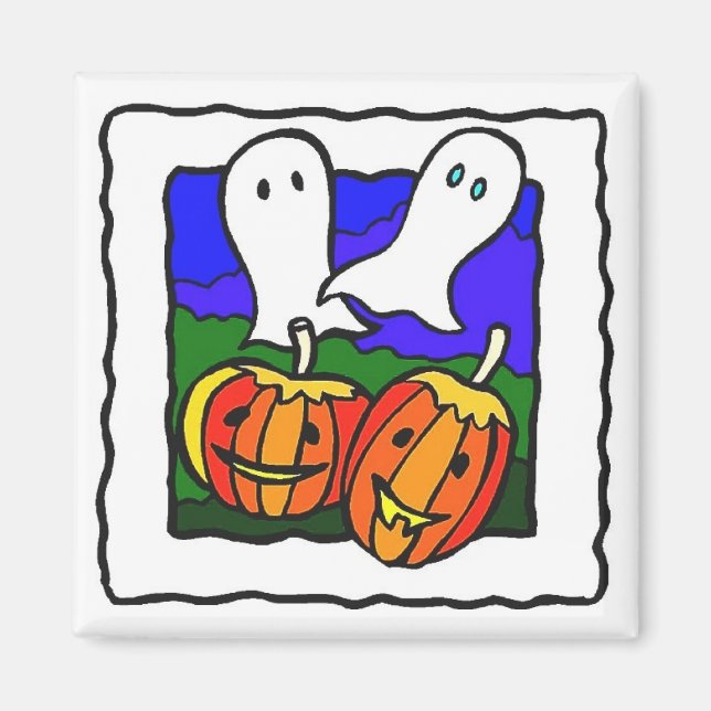 "Spöken, Pumpkins" Halloween Fridge Magnet (Framsidan)