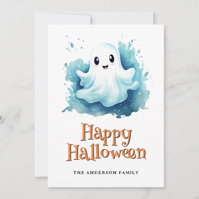 Spöken Pumpkins Happy halloween Card Julkort (Framsida)