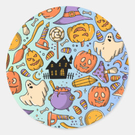 Spöken, pumpor, katter & läskig sömlös design runt klistermärke