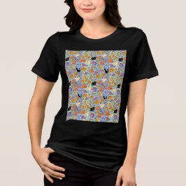 Spöken, pumpor, katter & läskig sömlös design t shirt