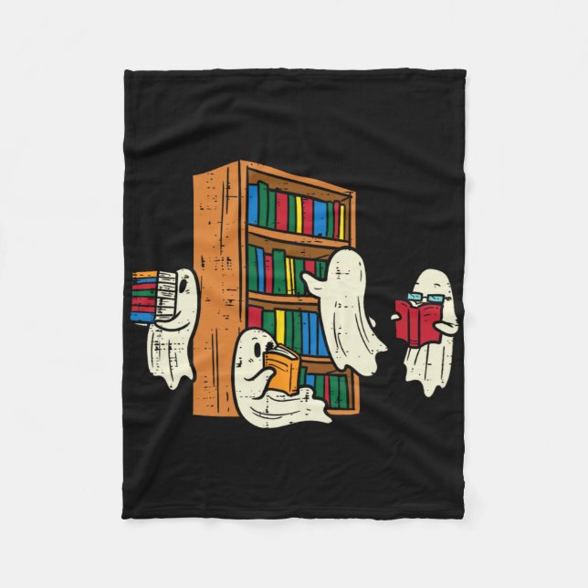 Spöken Reading Bokar Lacher Halloween Librarian B Fleecefilt (Framsidan)