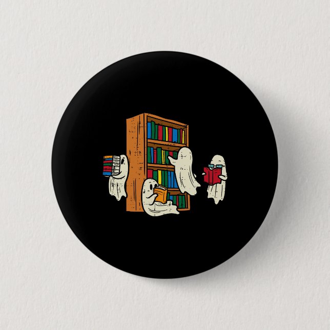 Spöken Reading Bokar Lacher Halloween Librarian B Knapp (Framsida)