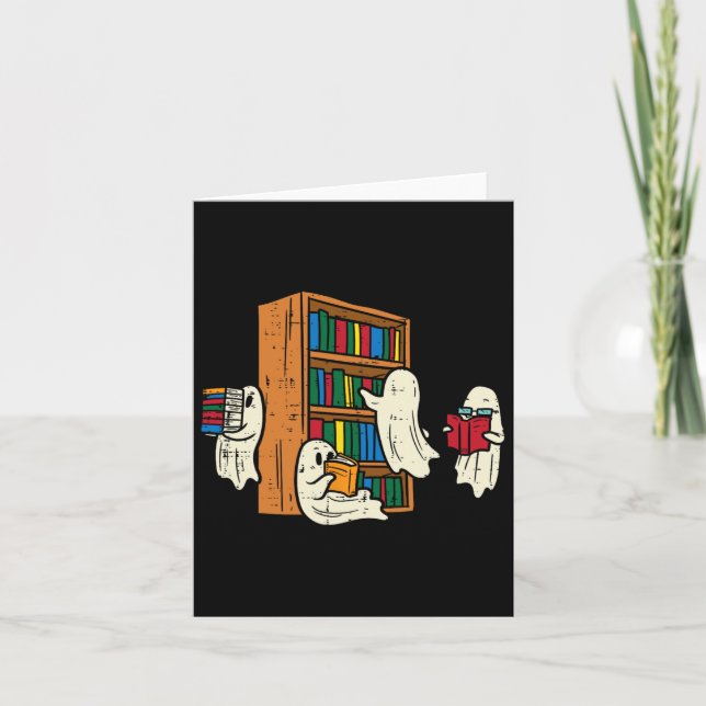 Spöken Reading Bokar Lacher Halloween Librarian B Kort (Framsida)