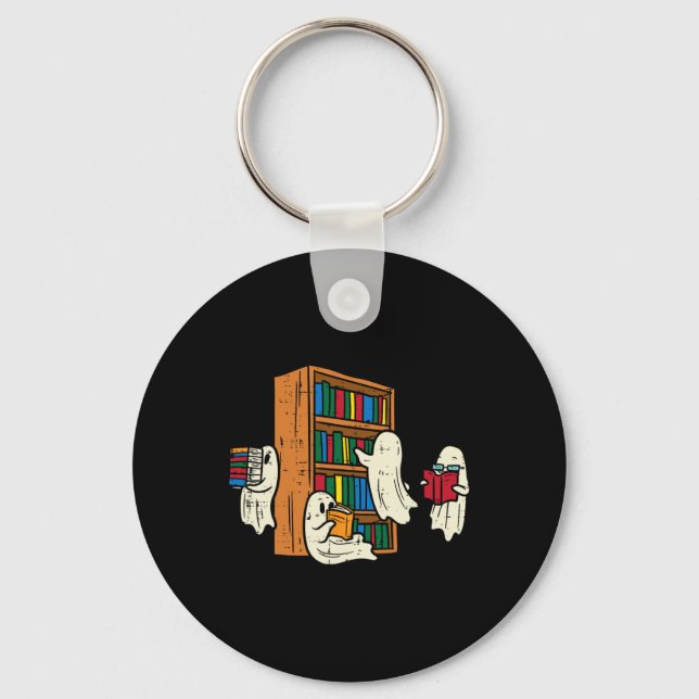 Spöken Reading Bokar Lacher Halloween Librarian B Nyckelring (Framsida)