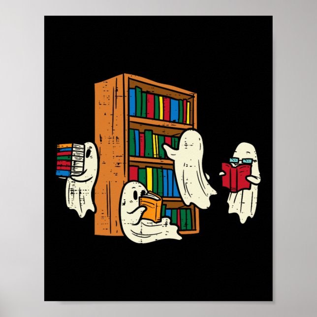 Spöken Reading Bokar Lacher Halloween Librarian B Poster (Framsidan)