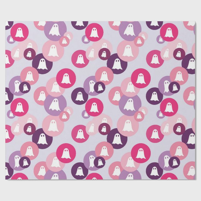 Spöken Rosa Lila Cirkel Halloween Presentpapper (Platt)
