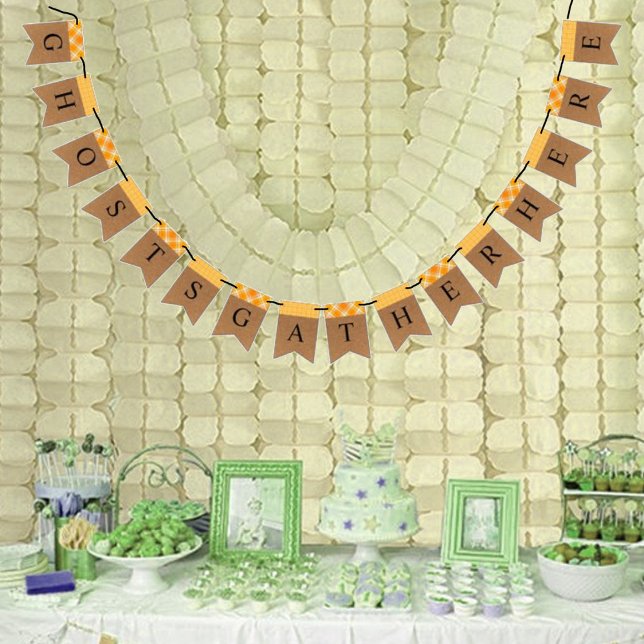 Spöken samlas här Halloween fest buntbanderoll Vimplar (Skapare uppladdad)