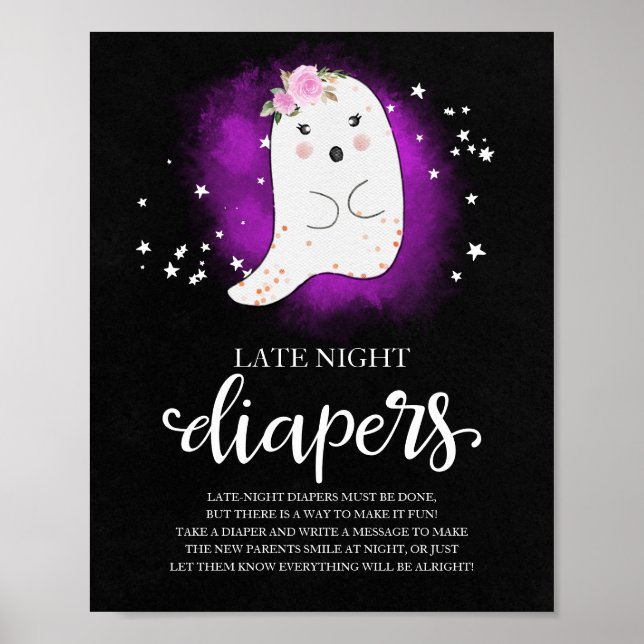Spöken Sängvätning Blöjor Baby Shower Spel Skylt (Framsidan)