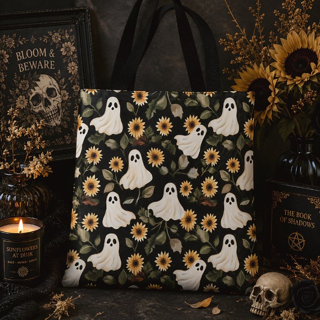 Spöken & Solrosor Sommar Goth Kuslig Tygkasse (Skapare uppladdad)
