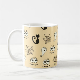 Spöken, spindelnät och svarta katter gula kaffemugg
